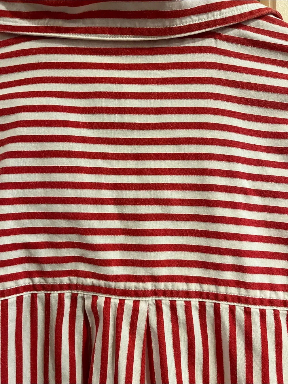 Lizsport Red & White Vertical Stripe Button-Up Blouse Y2K - Picture 5 of 8